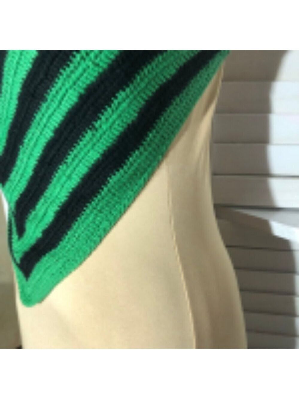 Y2K retro Knit Halter Top Crochet Striped fishermen whimsi fairy boho festival M - Picture 8 of 10